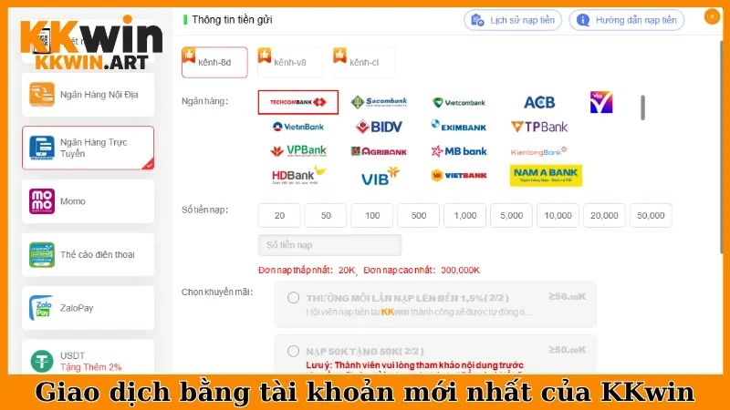 Giao dịch bằng tài khoản mới nhất của KKwin