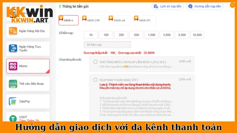 Hướng dẫn giao dịch với đa kênh thanh toán