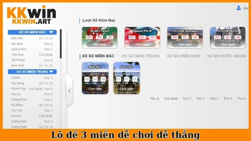 Lô đề 3 miền chơi dễ thắng