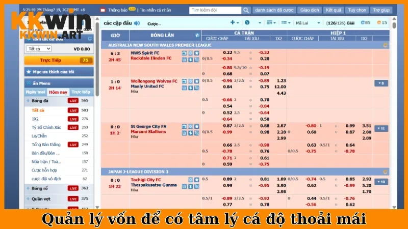 Quản lý vốn để có tâm lý cá độ thoải mái