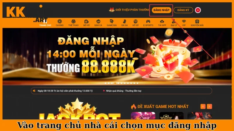 Vào trang chủ nhà cái chọn mục đăng nhập